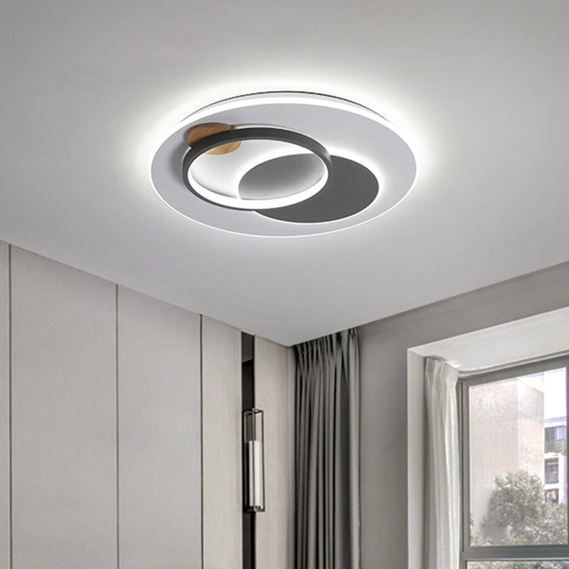 Minimal Intersected Circle Ceiling Light Iron Bedroom Led Flushmount Lighting (16.5’/20.5’) -