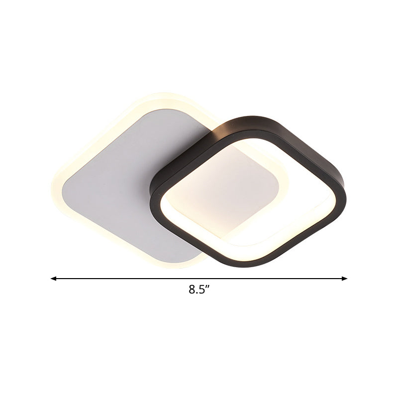 Modern Black - White Small Ceiling Lamp With Led Flush Mounts For Corridor