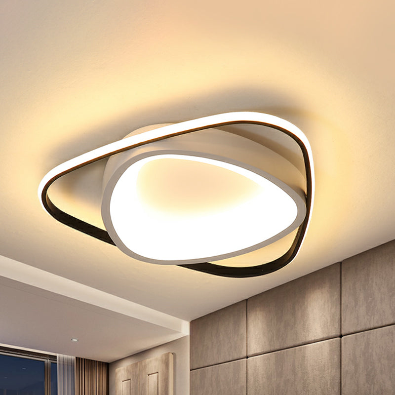 Modern Incurvated Triangle Led Flush Ceiling Light In Black - White 19.5’/23.5’ Width
