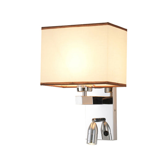 Modern Fabric Led Wall Sconce Lighting With Adjustable Spotlight Chrome Finish