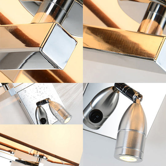Modern Fabric Led Wall Sconce Lighting With Adjustable Spotlight Chrome Finish