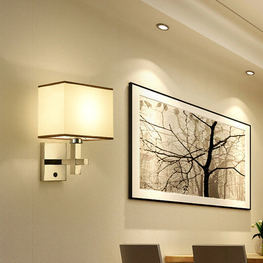 Modern Fabric Led Wall Sconce Lighting With Adjustable Spotlight Chrome Finish / B