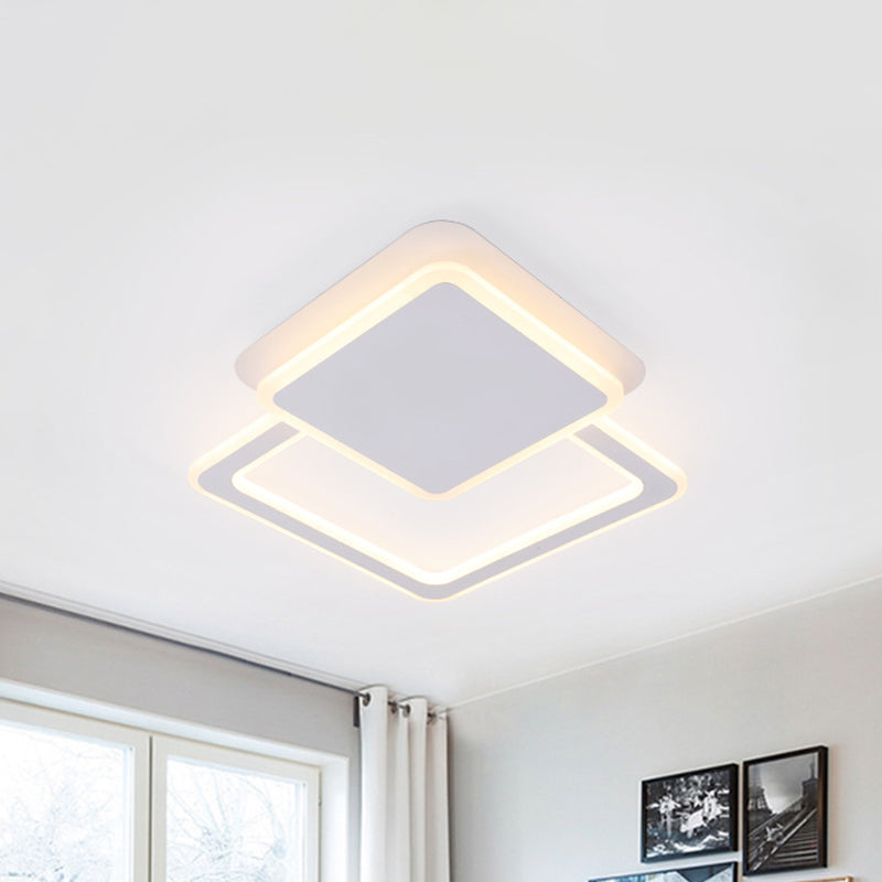 Modern White Led Ceiling Flush Light For Living Room - Round/Square Acrylic Simplicity Flushmount