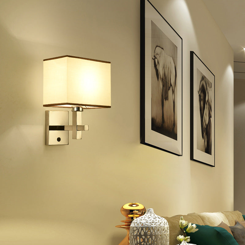 Modern Fabric Led Wall Sconce Lighting With Adjustable Spotlight Chrome Finish