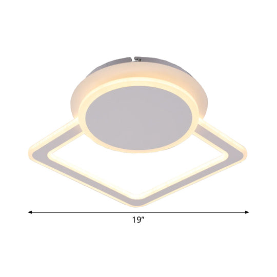 Modern White Led Ceiling Flush Light For Living Room - Round/Square Acrylic Simplicity Flushmount