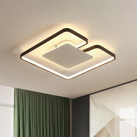 Simple Iron Led Flushmount Ceiling Fixture With Gap Design For Bedroom - Square Frame Thin