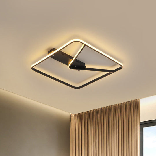 Led Bedroom Ceiling Light: 18’/23.5’ W Simplicity Black Flush Mount With Aluminum Frame In