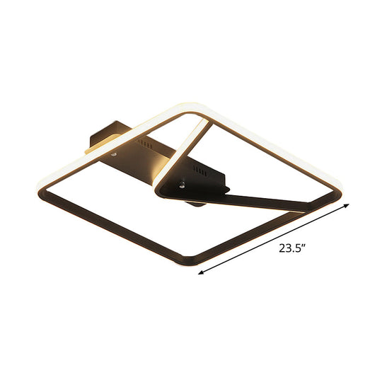 Led Bedroom Ceiling Light: 18’/23.5’ W Simplicity Black Flush Mount With Aluminum Frame In