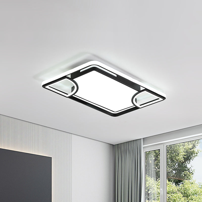 Modern Acrylic Led Flushmount Ceiling Light In Black With Cutout Design – Warm/White Lighting /