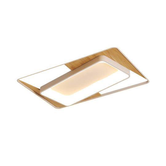 2 - Tier Nordic Style Wood - White Led Ceiling Flush Light With Acrylic Splicing Warm/White