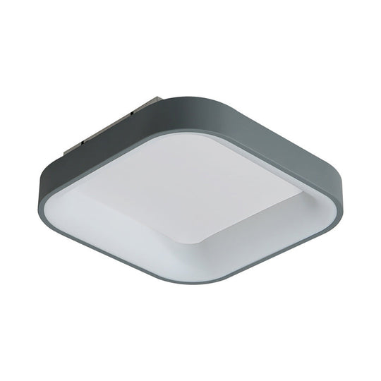 Nordic Acrylic Led Flush Mount Ceiling Fixture For Bedroom - Grey/White Squared Ring 16’/19.5’ W