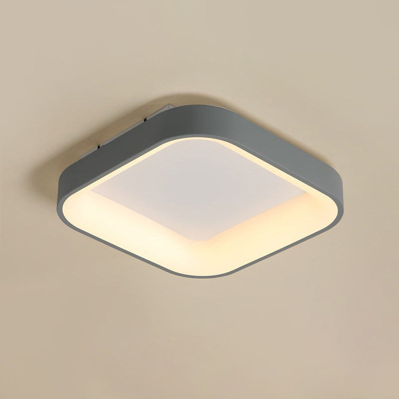 Nordic Acrylic Led Flush Mount Ceiling Fixture For Bedroom - Grey/White Squared Ring 16’/19.5’ W