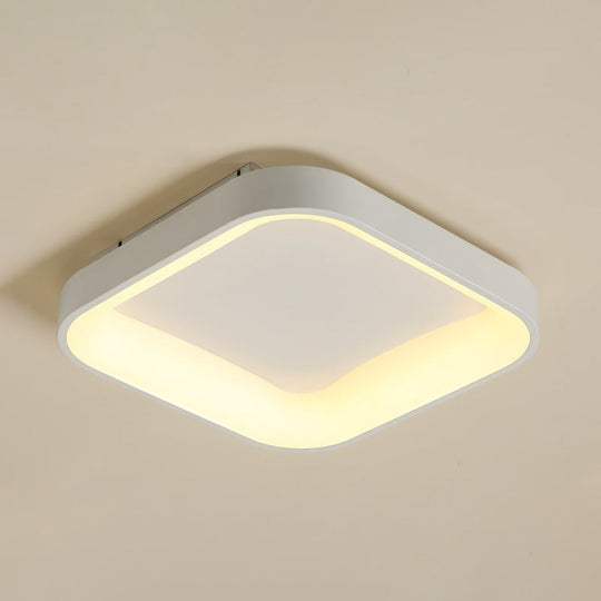 Nordic Acrylic Led Flush Mount Ceiling Fixture For Bedroom - Grey/White Squared Ring 16’/19.5’ W