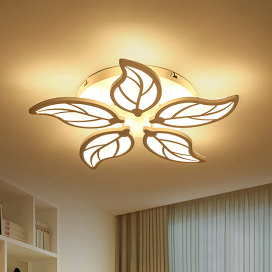 Contemporary 1/2-Tier Acrylic Flush Ceiling Lamp With Leaf Design And Warm/White Led Light