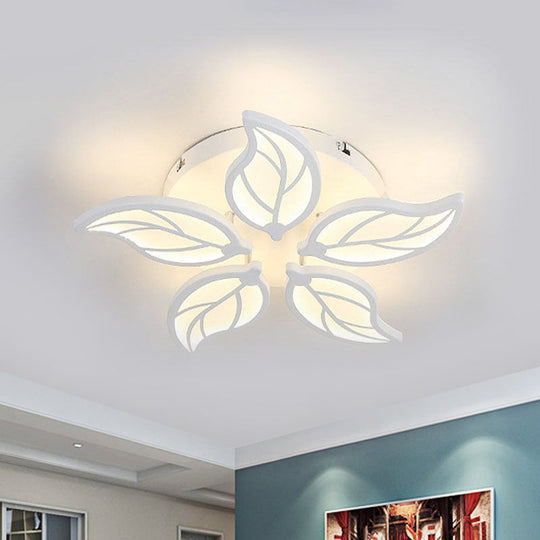 Contemporary 1/2-Tier Acrylic Flush Ceiling Lamp With Leaf Design And Warm/White Led Light (22/27