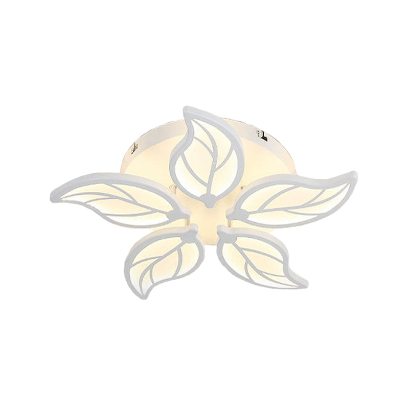 Contemporary 1/2-Tier Acrylic Flush Ceiling Lamp With Leaf Design And Warm/White Led Light (22/27