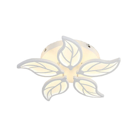 Contemporary 1/2-Tier Acrylic Flush Ceiling Lamp With Leaf Design And Warm/White Led Light (22/27