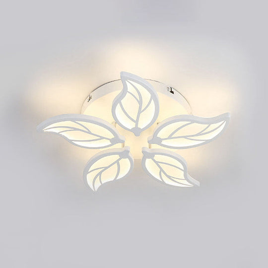 Contemporary 1/2-Tier Acrylic Flush Ceiling Lamp With Leaf Design And Warm/White Led Light (22/27
