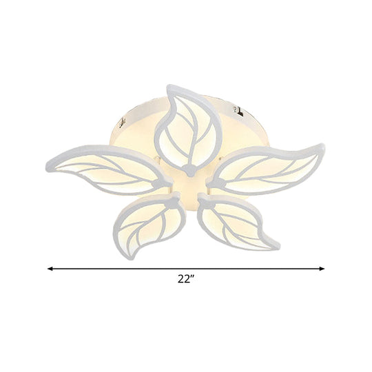 Contemporary 1/2-Tier Acrylic Flush Ceiling Lamp With Leaf Design And Warm/White Led Light