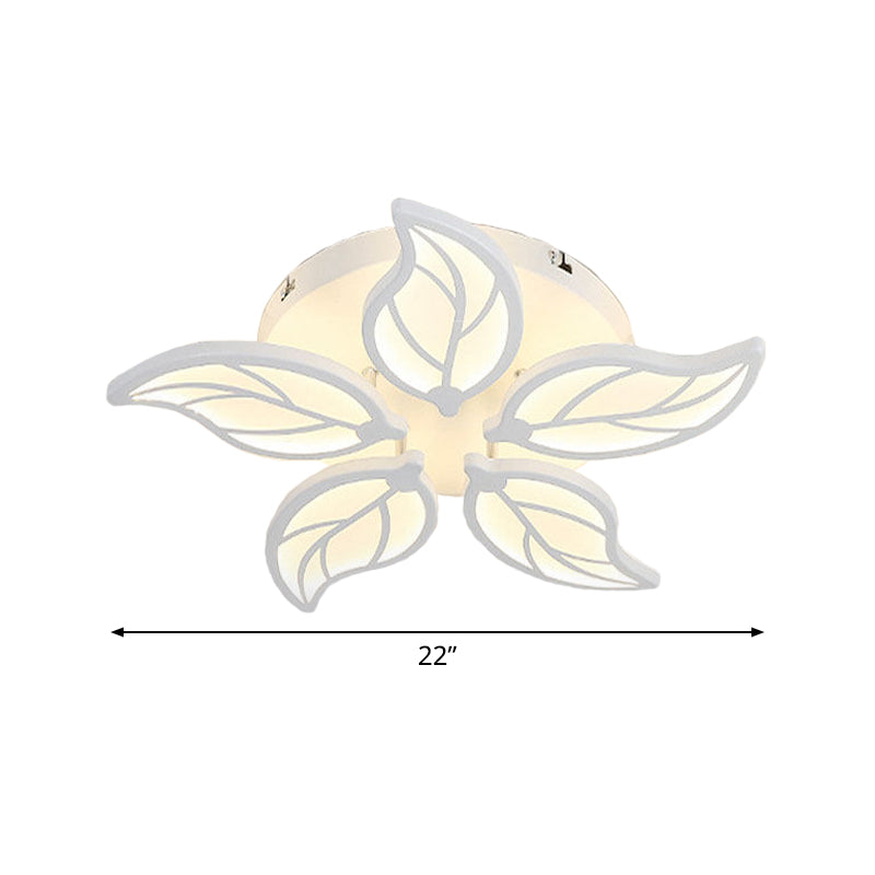 Contemporary 1/2-Tier Acrylic Flush Ceiling Lamp With Leaf Design And Warm/White Led Light (22/27