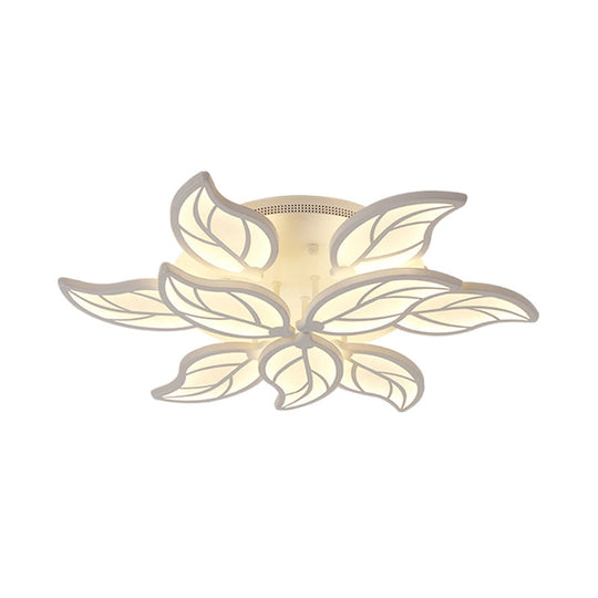 Contemporary 1/2-Tier Acrylic Flush Ceiling Lamp With Leaf Design And Warm/White Led Light