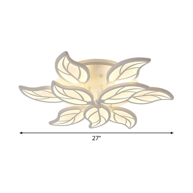 Contemporary 1/2-Tier Acrylic Flush Ceiling Lamp With Leaf Design And Warm/White Led Light