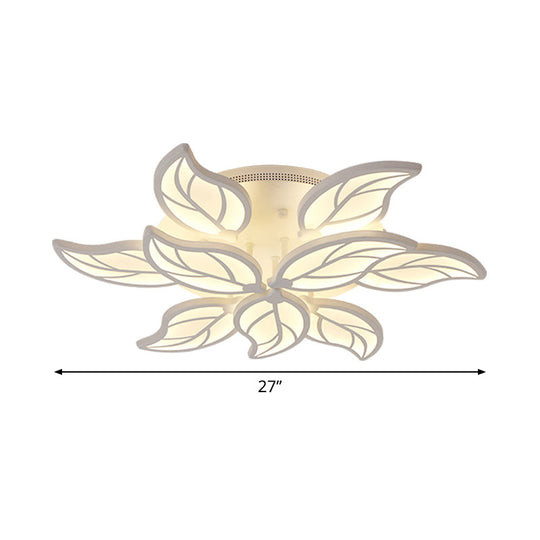 Contemporary 1/2-Tier Acrylic Flush Ceiling Lamp With Leaf Design And Warm/White Led Light (22/27