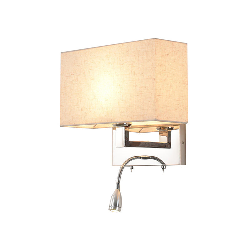 Simple Beige Fabric Led Wall Light Sconce For Bedroom