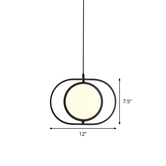 Versatile Led Black Hanging Lamp: Adjustable Disc Pendant Light With Stylish Capsule Frame