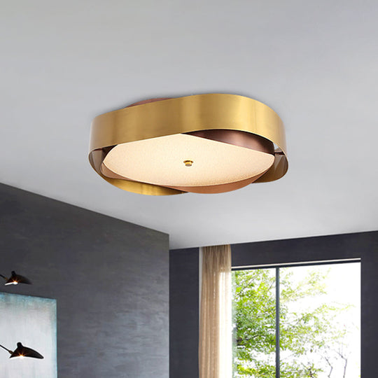 Modern Acrylic Gold Led Ceiling Flush Mount Light With Stainless Steel Frame