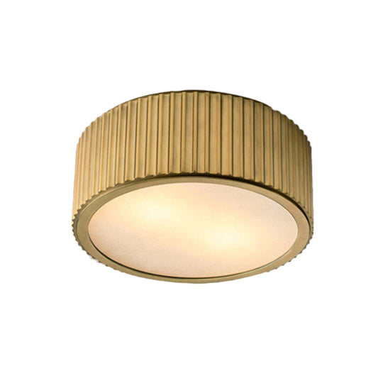 Gold Frosted Glass Ceiling Fixture - 3-Bulb Circular Flush Mount Recessed Lighting 12/16 Wide