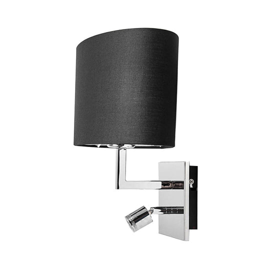 Modern Oval Black Fabric Led Wall Sconce Light For Bedside