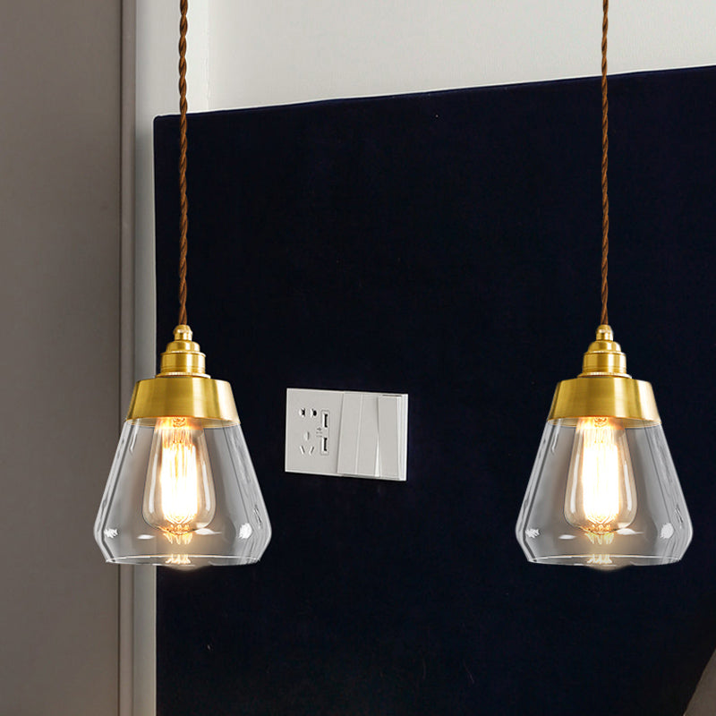 Opulent Multi Light Pendant - Elegant Gold Finish Clear Glass Tapered Design 2/3 Heads Round/Linear