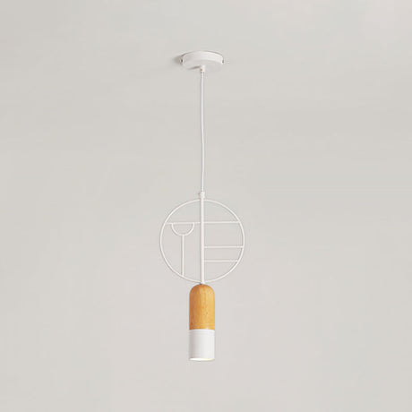 Nordic Wood Hanging Pendant Light In White With Round Wired Decor