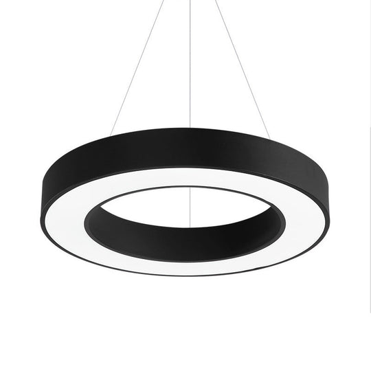Minimal Black Led Pendant Light For Office - Thick Circle Iron Fixture