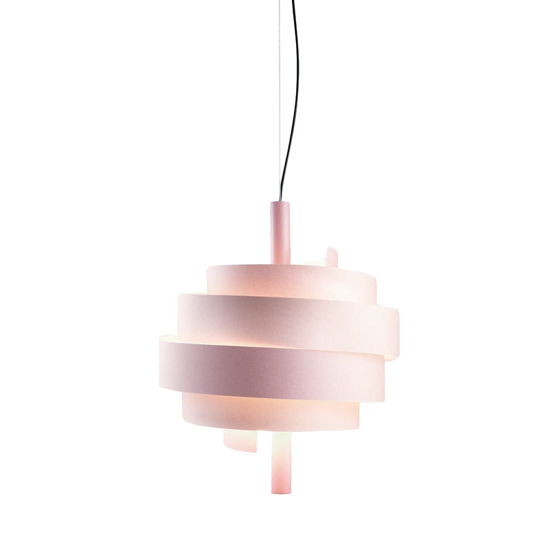 Modern Pink/Green/White Twirling Pendant Lamp - Stylish Metallic Hanging Light Fixture