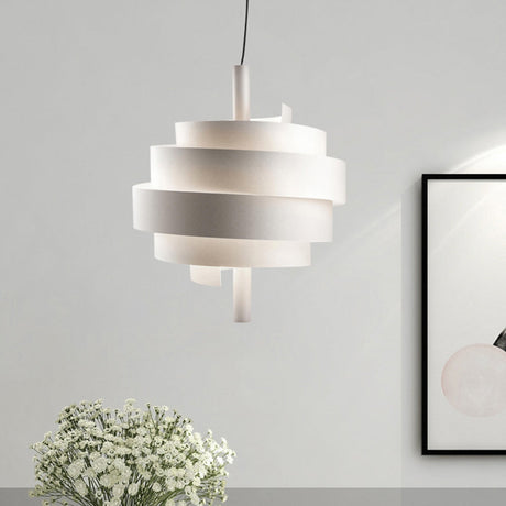 Modern Pink/Green/White Twirling Pendant Lamp - Stylish Metallic Hanging Light Fixture