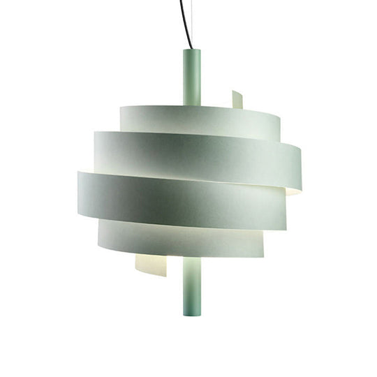 Modern Pink/Green/White Twirling Pendant Lamp - Stylish Metallic Hanging Light Fixture