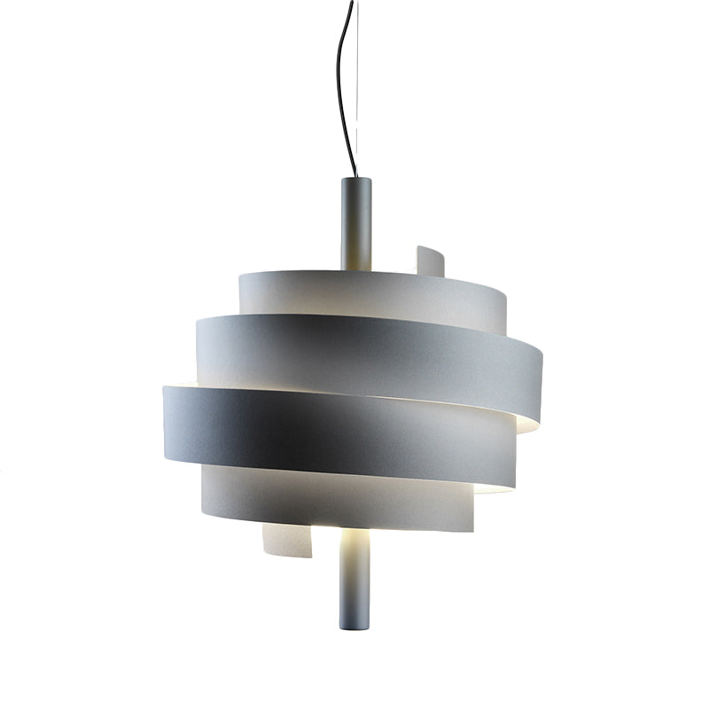 Modern Pink/Green/White Twirling Pendant Lamp - Stylish Metallic Hanging Light Fixture