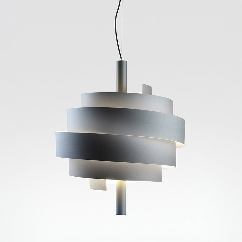 Modern Pink/Green/White Twirling Pendant Lamp - Stylish Metallic Hanging Light Fixture
