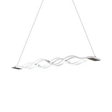 Linearer Kronleuchter-Anhänger Iron Surge mit minimalistischem weißem LED-Design in warmweißem Licht für den Tisch