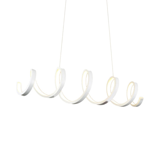 Modern Acrylic Led Chandelier Pendant Light In Coiled White - Warm/White/Natural Lighting For
