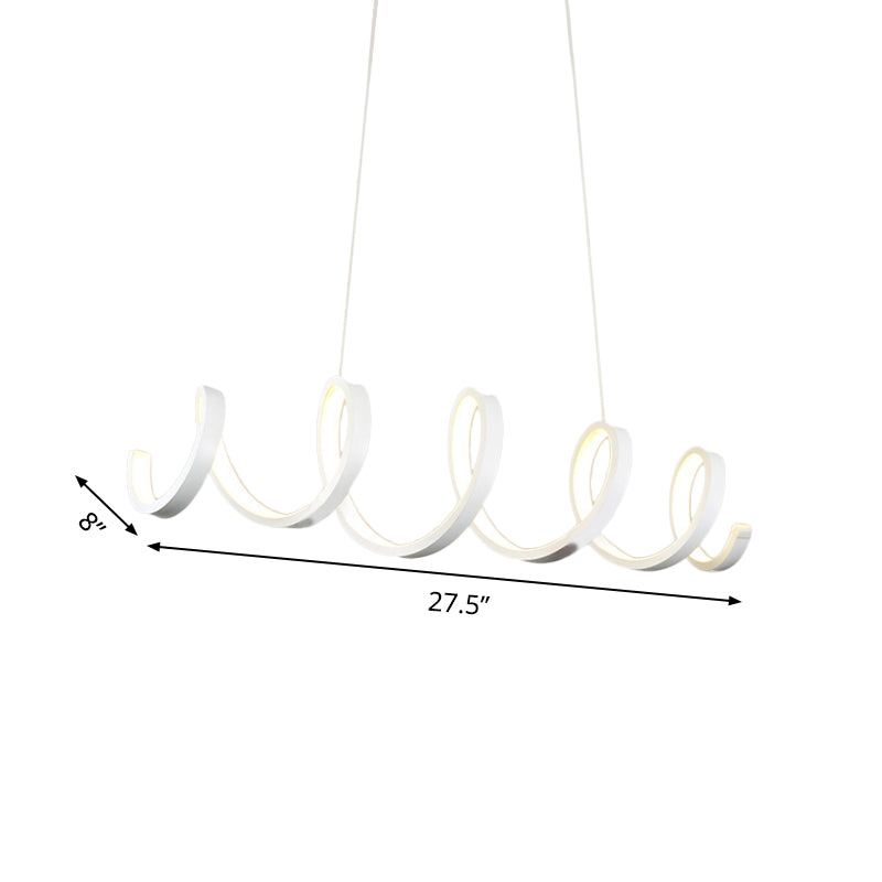 Modern Acrylic Led Chandelier Pendant Light In Coiled White - Warm/White/Natural Lighting For