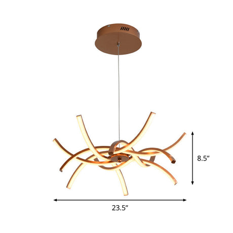 Modern Aluminum Gold Led Chandelier: Interwoven Design 23.5’/27.5’ Wide Warm/White Light