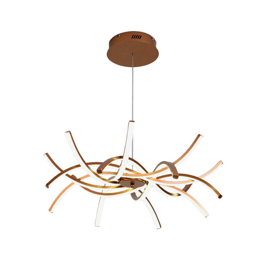 Modern Aluminum Gold Led Chandelier: Interwoven Design 23.5’/27.5’ Wide Warm/White Light