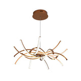 Modern Aluminum Gold Interwoven Chandelier - Wide Led Hanging Lamp In Warm/White Light (23.5/27.5)