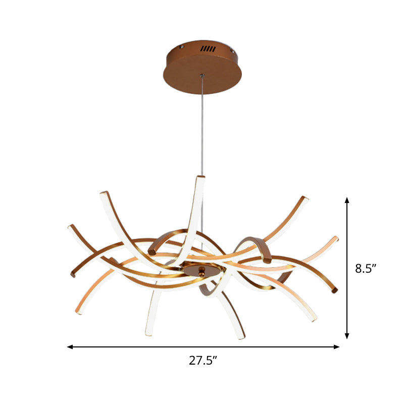 Modern Aluminum Gold Led Chandelier: Interwoven Design 23.5’/27.5’ Wide Warm/White Light