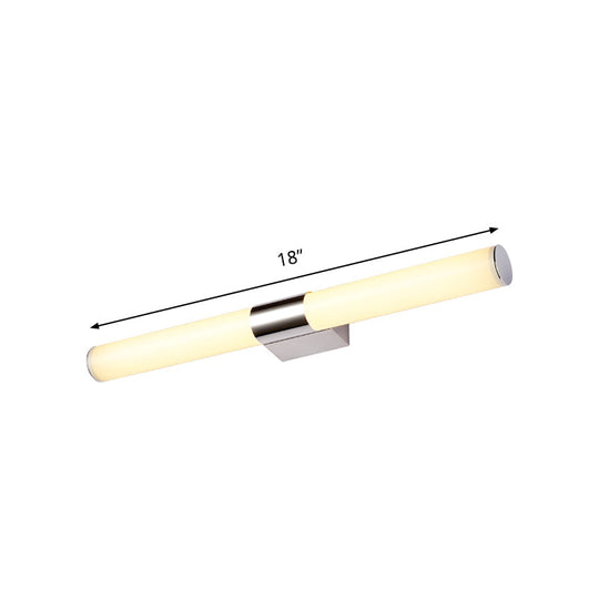 Modern Chrome Led Wall Vanity Light With Acrylic Tube And Warm/White 18/23.5/31.5 Length
