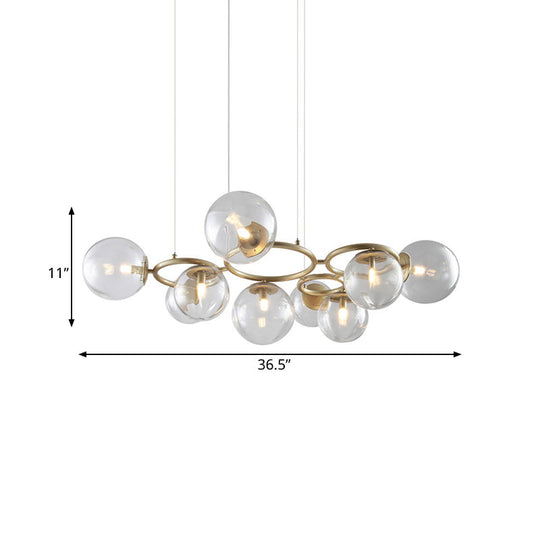 Modern 9-Light Gold Chandelier With Bubble Glass Shades