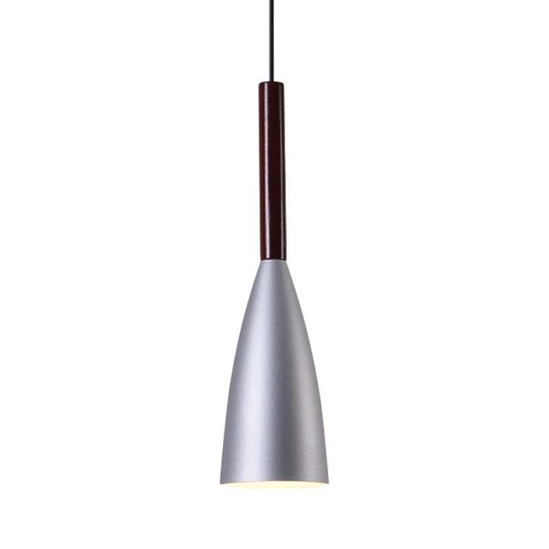Gray Trumpet Pendulum Light - Stylish 1-Head Aluminum Ceiling Pendant For Bedside Nordic Design